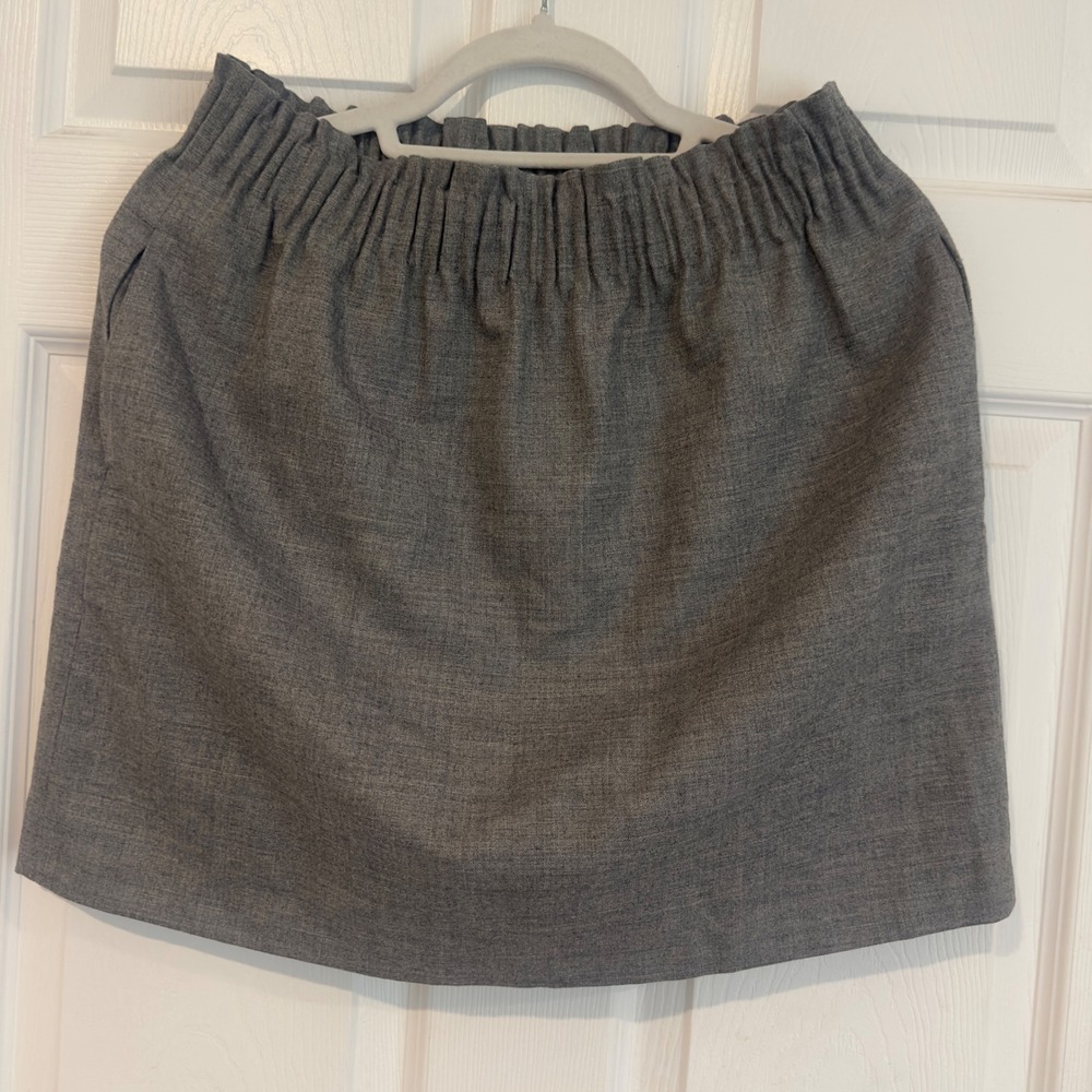 J.Crew Gray Wool Blend Elastic Waist Mini Skirt with Pockets Style 95435 Size 6